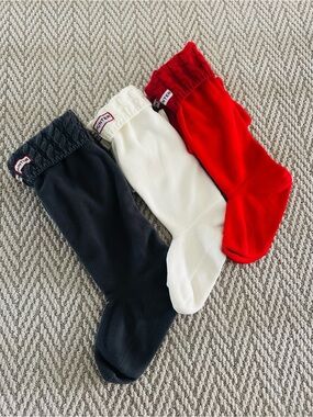 Hunter Fleece-Lined Boot Socks - Red, White, Gray